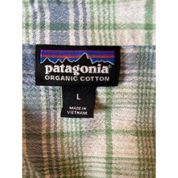 Patagonia Organic Cotton Plaid Short Sleeve Button Up Shirt Mens L - Picture 3 of 4